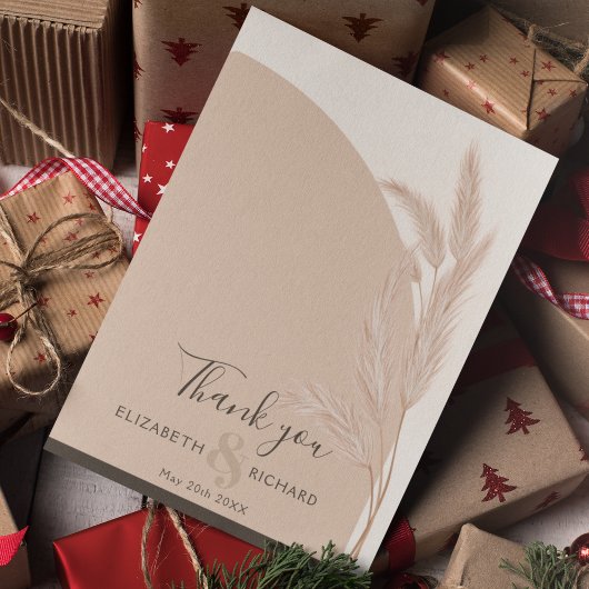 ボホエレガントパンパモダンス結婚のサンキューカード サンキューカード