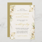 ボホエレガントパンパ熱帯フローラ結婚ズ 招待状 (正面/裏面)