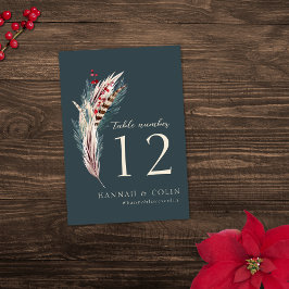 ボホエレガントパンパ素朴ス&パイングリーンタンレッド テーブルナンバー