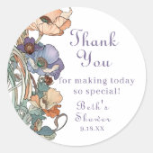 ボホエレガントパープルとピーチポピーありがとう ラウンドシール (正面)