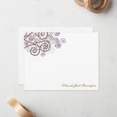 ボホエレガントパープルらせん状結婚ズサンキューカード ノートカード (正面/裏面インサイチュ)