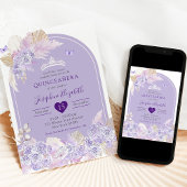 ボホエレガントパープルバラズガールズキンセ王室のーニェラ 招待状