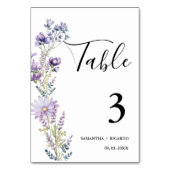 ボホエレガントパープルワイルドフラワー結婚ズ テーブルナンバー (裏面)