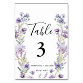 ボホエレガントパープルワイルドフラワー結婚ズ テーブルナンバー (裏面)