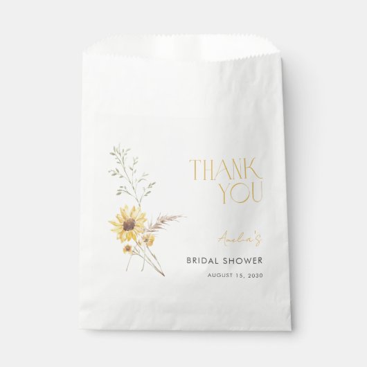 ボホエレガントヒマワリありがとうブライダルシャワー フェイバーバッグ (正面)