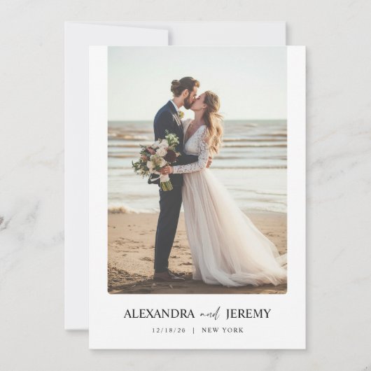 ボホエレガントビーチ写結婚真 招待状 (正面)
