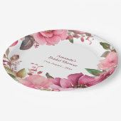 ボホエレガントピンクフラワーリース結婚ズ ペーパープレート (アングル)