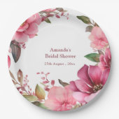 ボホエレガントピンクフラワーリース結婚ズ ペーパープレート (正面)