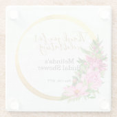 ボホエレガントピンクフローラブライダルシャワーのお願い ガラスコースター (裏面)