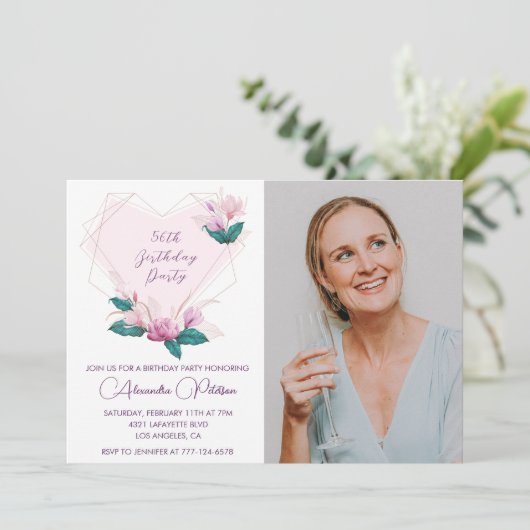 ボホエレガントピンクフローラ写真56歳 招待状 (スタンド正面)