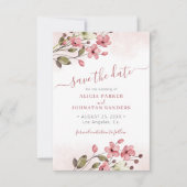 ボホエレガントピンクフローラQRコード写結婚真 セーブザデート (正面)