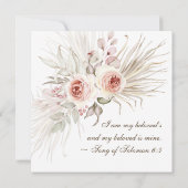 ボホエレガントピンク赤面フローラクリスチャン結婚ズ 招待状 (裏面)