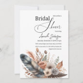 ボホエレガントフェザーフローラブライダルシャワー 招待状 (正面)