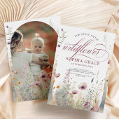 ボホエレガントフォトワイルドフラワー1歳 招待状