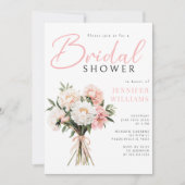 ボホエレガントフラワーズピンク牡丹ブライダルシャワー 招待状 (正面)