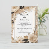 ボホエレガントフラワーバースデーパーティモダンー 招待状 (スタンド正面)