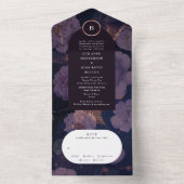 ボホエレガントフローラアーチバラ金ゴールドパープル結婚ズ オールインワン招待状 (内側)