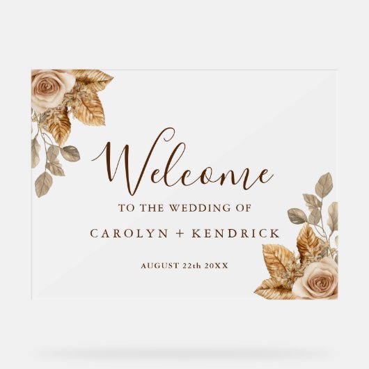 ボホエレガントフローラア結婚ントルウェルカムフロステッド アクリルサイン (正面)