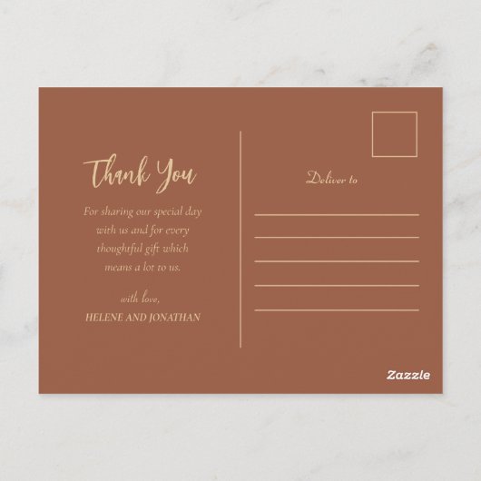 ボホエレガントフローラテラコッタ結婚の感謝 ポストカード (裏面)
