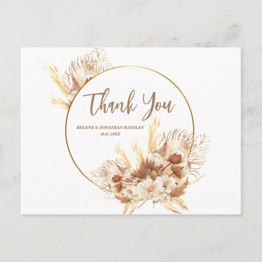 ボホエレガントフローラテラコッタ結婚の感謝 ポストカード (正面)