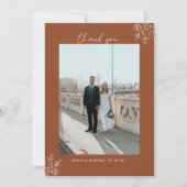 ボホエレガントフローラテラコッタ結婚写真 サンキューカード (正面)