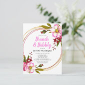 ボホエレガントフローラベリーピンク金ゴールドブライダルシャワー ポストカード (スタンド正面)