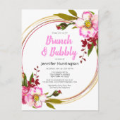 ボホエレガントフローラベリーピンク金ゴールドブライダルシャワー ポストカード (正面)