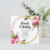 ボホエレガントフローラベリーピンク金ゴールドブライダルシャワー 招待状 (スタンド正面)
