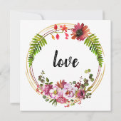 ボホエレガントフローラベリーピンク金ゴールドブライダルシャワー 招待状 (裏面)