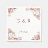 ボホエレガントフローラモノグラ結婚ム スタンダードカクテルナプキン (正面)