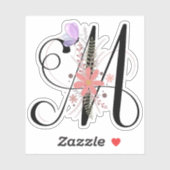 ボホエレガントフローラレターMイニシャルモノグラム シール (シート)