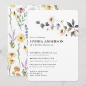 ボホエレガントフローラワイルドフラワーブライダルシャワー 招待状 (正面/裏面)