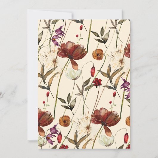 ボホエレガントフローラワイルドフラワーブライダルシャワー 招待状 (裏面)