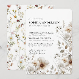 ボホエレガントフローラワイルドフラワーブライダルシャワー 招待状