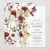ボホエレガントフローラワイルドフラワーブライダルシャワー 招待状 (正面/裏面)