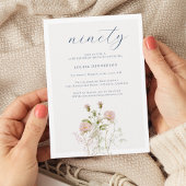 ボホエレガントフローラワイルドフラワー90th誕生日パーティー 招待状