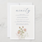 ボホエレガントフローラワイルドフラワー90th誕生日パーティー 招待状 (正面)