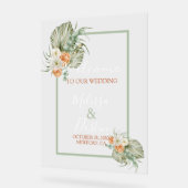 ボホエレガントフローラ秋ビーチ結婚式歓迎 アクリルサイン (傾斜)