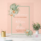 ボホエレガントフローラ秋ビーチ結婚式歓迎 アクリルサイン (ウェディング)