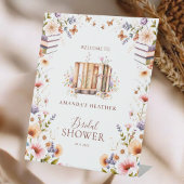 ボホエレガントブックテーマブライダルシャワーへようこそ 台座サイン