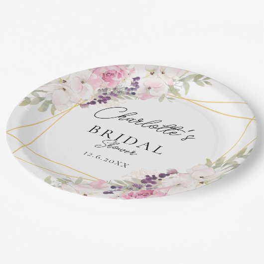 ボホエレガントブライダルシャワー ペーパープレート (アングル)