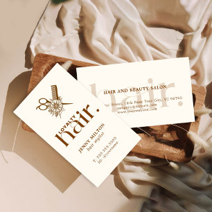 ボホエレガントブラウンハサミ美容師 名刺