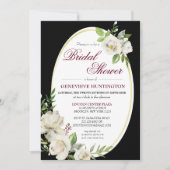 ボホエレガントブラックフローラ金ゴールドブライダルシャワー 招待状 (正面)