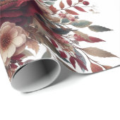 ボホエレガントブルグンディ素朴ブルーと赤のパターン ラッピングペーパー (ロールコーナー)