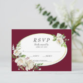 ボホエレガントブルゴーニュフローラ金ゴールド結婚式RSVP 出欠カード (スタンド正面)