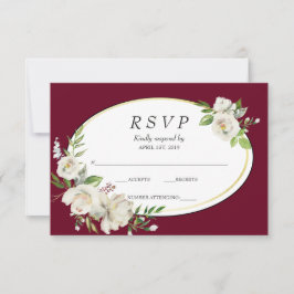 ボホエレガントブルゴーニュフローラ金ゴールド結婚式RSVP 出欠カード