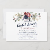 ボホエレガントブルゴーニュ海軍フローラブライダルシャワー 招待状 (正面)