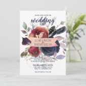 ボホエレガントブルゴーニュ海軍マウヴフローラ結婚ズ 招待状 (スタンド正面)