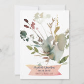 ボホエレガントブルゴーニュ海軍マウヴフローラ結婚ズ 招待状 (裏面)