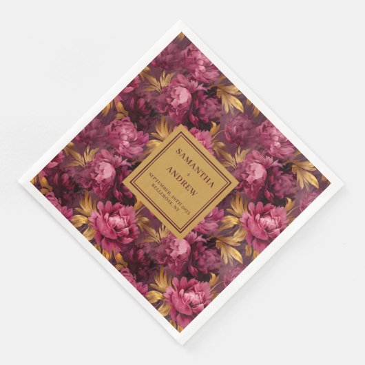 ボホエレガントブルゴーニュ結婚ーピンクの布ナプキン (コーナー)
